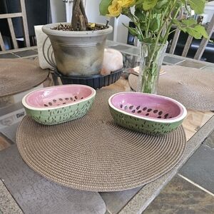 Green and Pink Ceramic Bowls